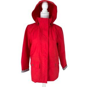 Lands End Womens Red Hooded Jacket Cotton/Polyester Blend Size S Style 506968